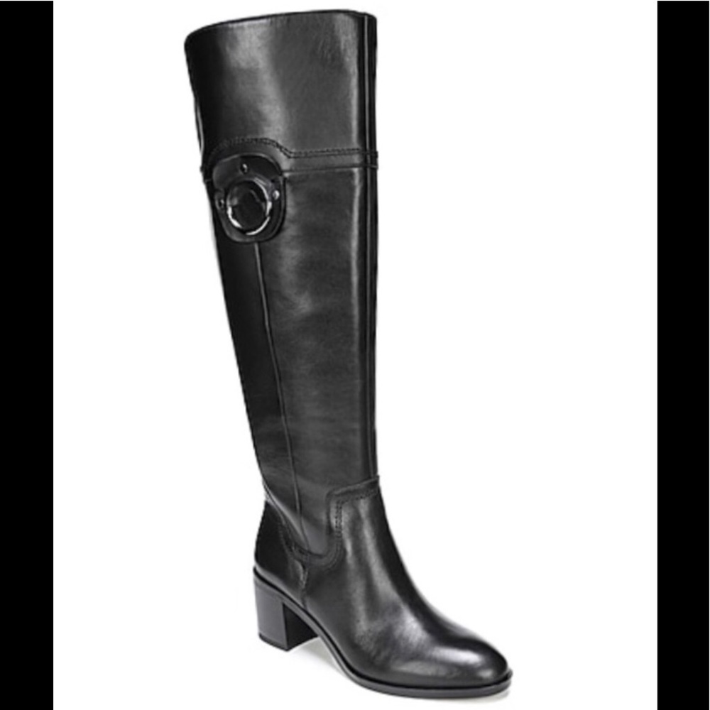 Franco Sarto Beckford Black Leather Riding Boots